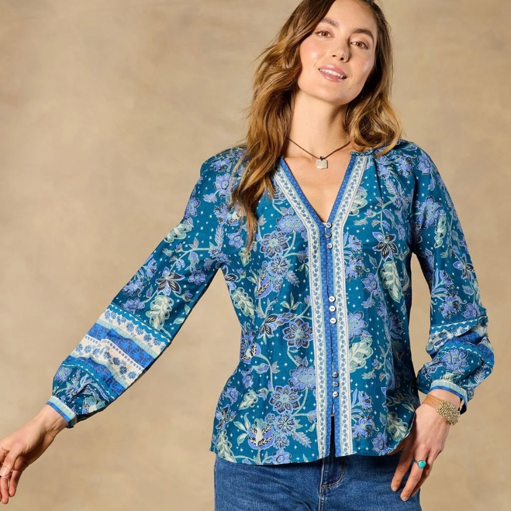 Sundance Arvilla Blue Top Blouse Size M